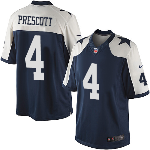 Men's Limited Dak Prescott Nike Jersey Navy Blue Alternate - #4 Throwback NFL Dallas Cowboys